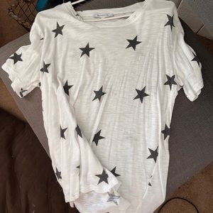 Distressed white shirt with black stars